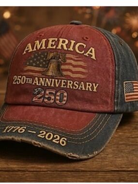America 250th Anniversary Embroidered Baseball Cap - Rust & Charcoal